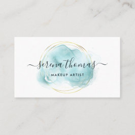 Moderne Abstrakte Signatur Aqua Gold Business Card Visitenkarte