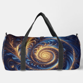 Moderne Abstrakte Space Royal Blue und Gold Wirbel Duffle Bag