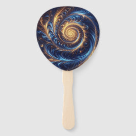 Moderne Abstrakte Space Royal Blue und Gold Wirbel Fächer