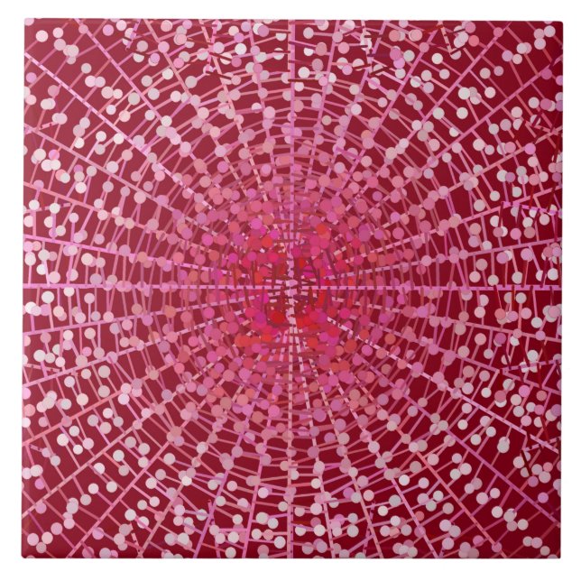 Moderne Abstrakte Sternexplosion, Burgund und Rosa Fliese (Vorderseite)