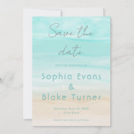 Moderne Abstrakte Strandhochzeit Save the Date Einladung