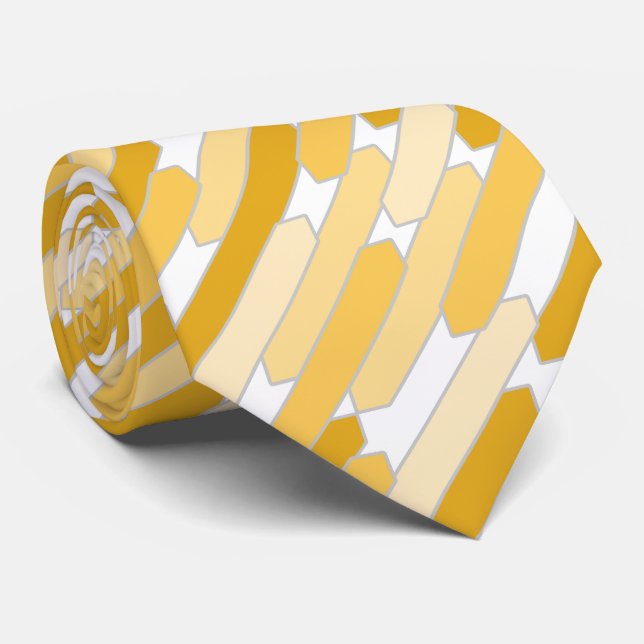 Moderne Abstrakte Tabs, Butter, Gelb, Senf Krawatte (Gerollt)