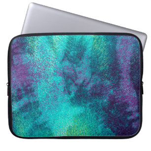 Moderne abstrakte Teal- und Lila-Laptop-Hülle Laptopschutzhülle