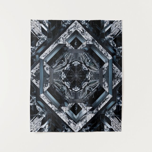 Moderne Abstrakte Technik: Geo-Cyberpunk ZX-91 Wandteppich (Vorderseite)