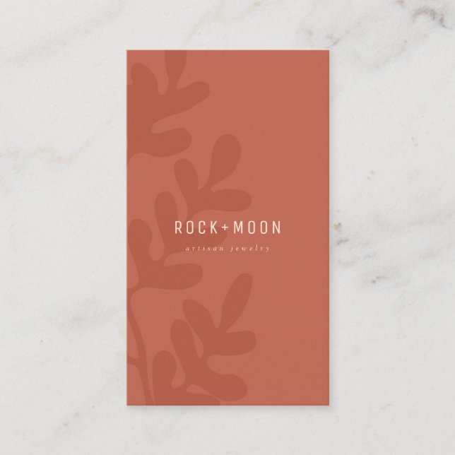 Moderne Abstrakte Terracotta Brown Botanische Blät Visitenkarte (Vorderseite)
