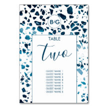 Moderne Abstrakte Terrazzo Mosaic Blue Wedding