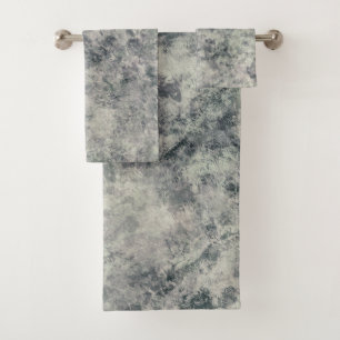 Moderne Abstrakte Textur Graulavender Sage Green Badhandtuch Set