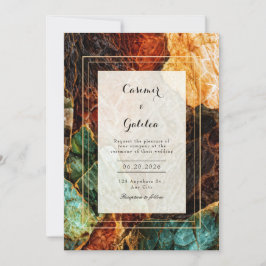 Moderne Abstrakte Türkise Rust Agat Geode Hochzeit Einladung