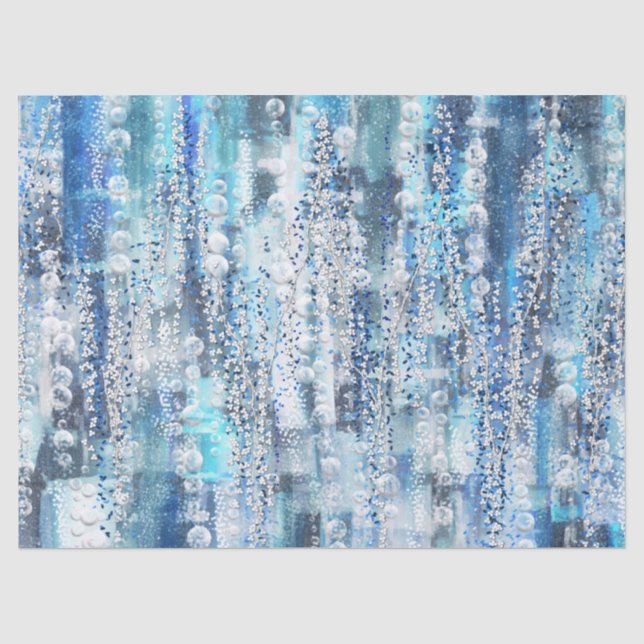 Moderne, abstrakte und schicke blaue Farbtöne Seidenpapier (Vorderseite)