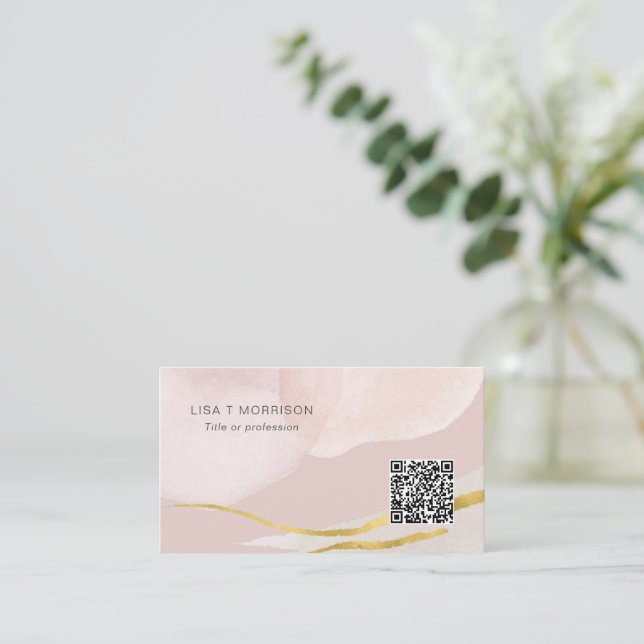 Moderne abstrakte Visitenkarte mit QR-Code und Log (Stehend Vorderseite)