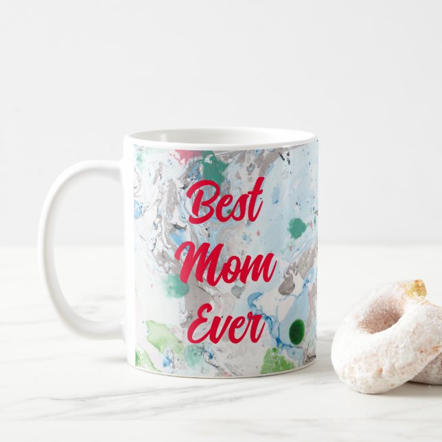Moderne Abstrakte Vorlage Beste Mama je Typografie Kaffeetasse (Mit Donut)