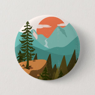 Moderne abstrakte Wald-, Berg- und Sonnenaufgangss Button