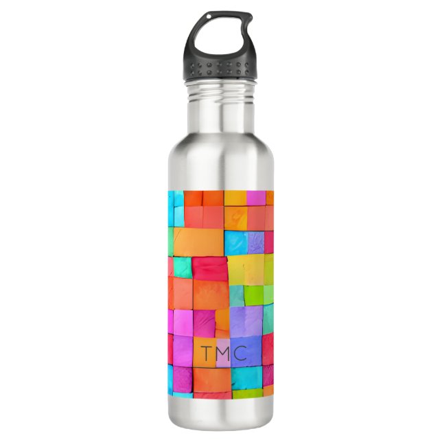 Moderne Abstrakte Wasserfarben Kunsttipps Edelstahlflasche (Vorderseite)