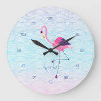 Moderne Abstrakte Wasserwellen und rosa Flamingo