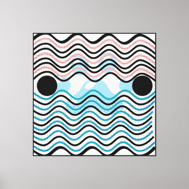 Moderne Abstrakte Wavy Lines Leinwand (Vorderseite)