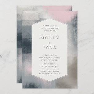 MODERNE ABSTRAKTE WEDDING INVITATION (NAVY/BLUSH) EINLADUNG