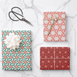 Moderne Abstrakte Weihnachten: Rot und Grün Geschenkpapier Set