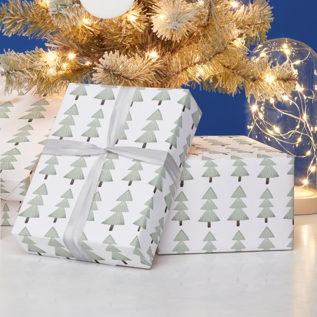 Moderne Abstrakte Weihnachtsbaumweiden Grün Geschenkpapier (Feiertage)
