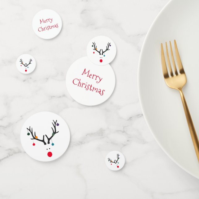 Moderne abstrakte Weihnachtsrinder in weißem Rot Konfetti (Gruppe)