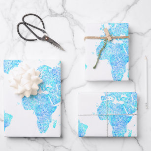 Moderne abstrakte Weltkarte Geschenkpapier Set