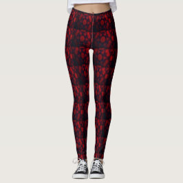 MODERNE abstrakte Zeichnungen in Rose-Schwarz-Rot- Leggings