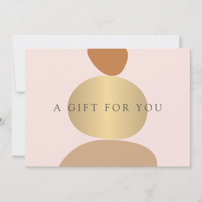 Moderne Abstrakte Zen-Steine Gold- und Rosa-Giftka Mitteilungskarte (Vorderseite)