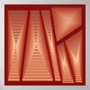 Moderne Abstraktion - 3D-Pyramiden, Kupfer Poster