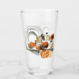 Moderne Abstraktion Niedliches Muster Orangendoodl Glas