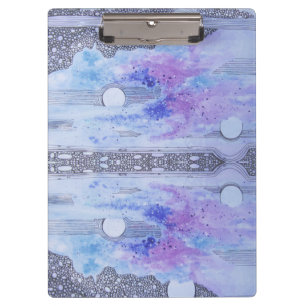 Moderne Abstraktion Schwarz und Blau Klemmbrett