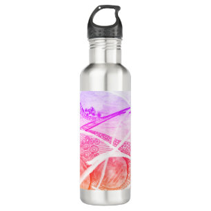 Moderne Abstraktionsräume Schwarz und Rosa Edelstahlflasche
