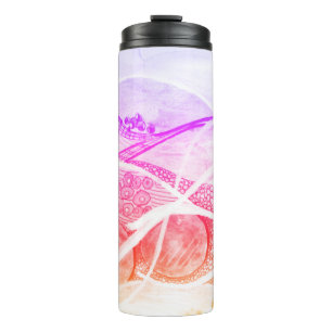 Moderne Abstraktionsräume Schwarz und Rosa Thermosbecher