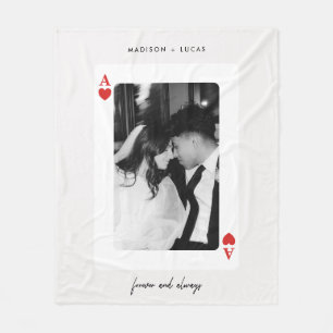 Moderne Ace of Hearts Paar Foto Benutzerdefinierte Fleecedecke