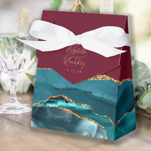 Moderne Achat-Geode in Türkis, Gold und Burgunderr Geschenkschachtel