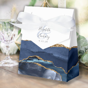 Moderne Achat-Geode Navyblau Gold Geschenkschachtel