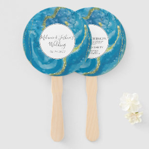 Moderne Achat-Geoden Kristall Blau Gold Hochzeit R Fächer