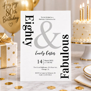 Moderne Achtzig & Fantastische Typografie Geburtst Einladung