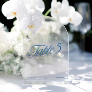Moderne Acryl Blaue Hochzeit Tisch Nummer Acryleinladungen