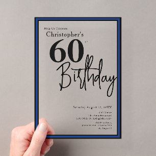 Moderne Acryl-Einladung zum 60. Geburtstag in Schw Acryleinladungen