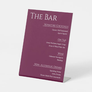 Moderne Acryl-Hochzeitsbar-Menü-Tafel | Editierbar Sockelschild