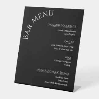 Moderne Acryl-Hochzeitsbar-Menü-Tafel | Editierbar Sockelschild