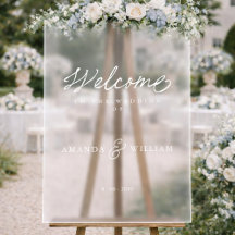 Moderne Acryl-Willkommensschild für die Hochzeit