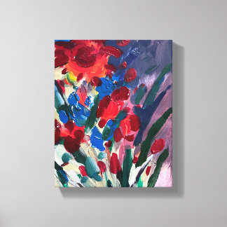 Moderne Acrylmalerei, rote Blume Leinwanddruck