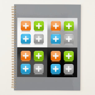Moderne Additions-Math-Symbol glänzende gläserne I Planer