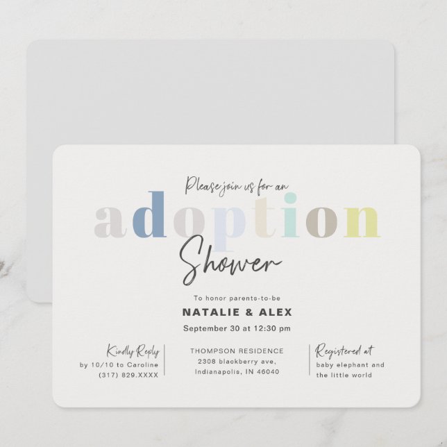 Moderne Adoption Babydusche Einladung (Vorne/Hinten)