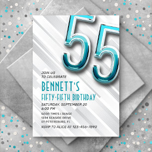 Moderne Adulte Turquoise 55e Invitation anniversai