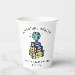 Moderne Adventure Travel Globe Baby Dusche Pappbecher