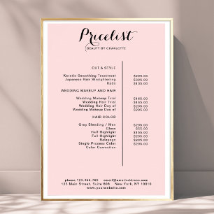 Moderne, Affiche de liste de prix