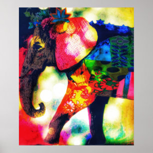 Moderne afrikanische Elefanten-Pop-Art Gegenwartsk Poster