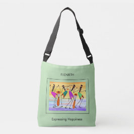 Moderne, afrikanische Kunst, Glücklichsein ausdrüc Tragetaschen Mit Langen Trägern