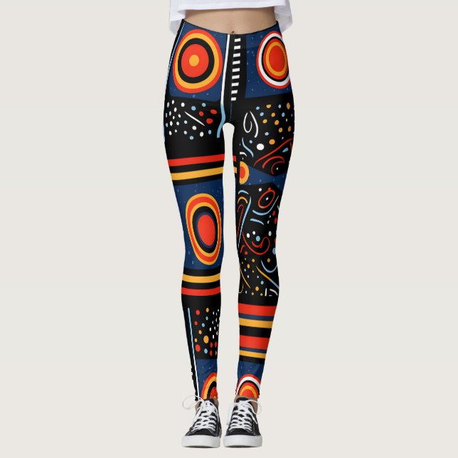 Moderne afrikanische Printmedien Leggings (Vorderseite)